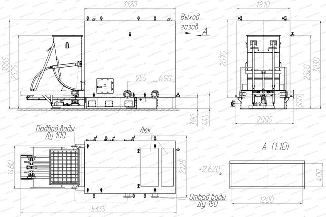 Котел КВм 3.0 МВт с ТШПМ чертеж